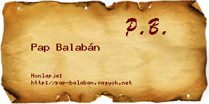 Pap Balabán névjegykártya